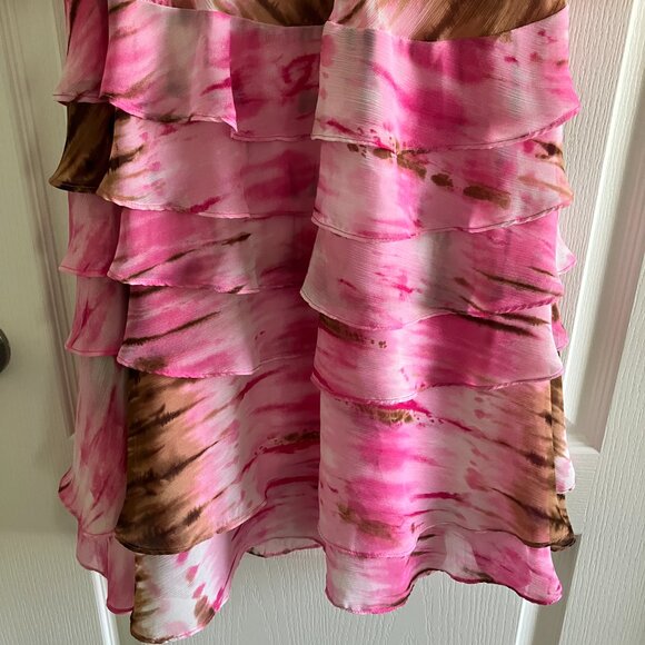 JOSEPH RIBKOFF Multicolored Pink Brown & White Dress Size 8 Ruffle Layer Look. - Picture 10 of 10